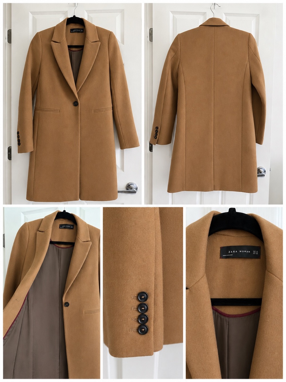 Zara Tan Single-Button Trench Coat